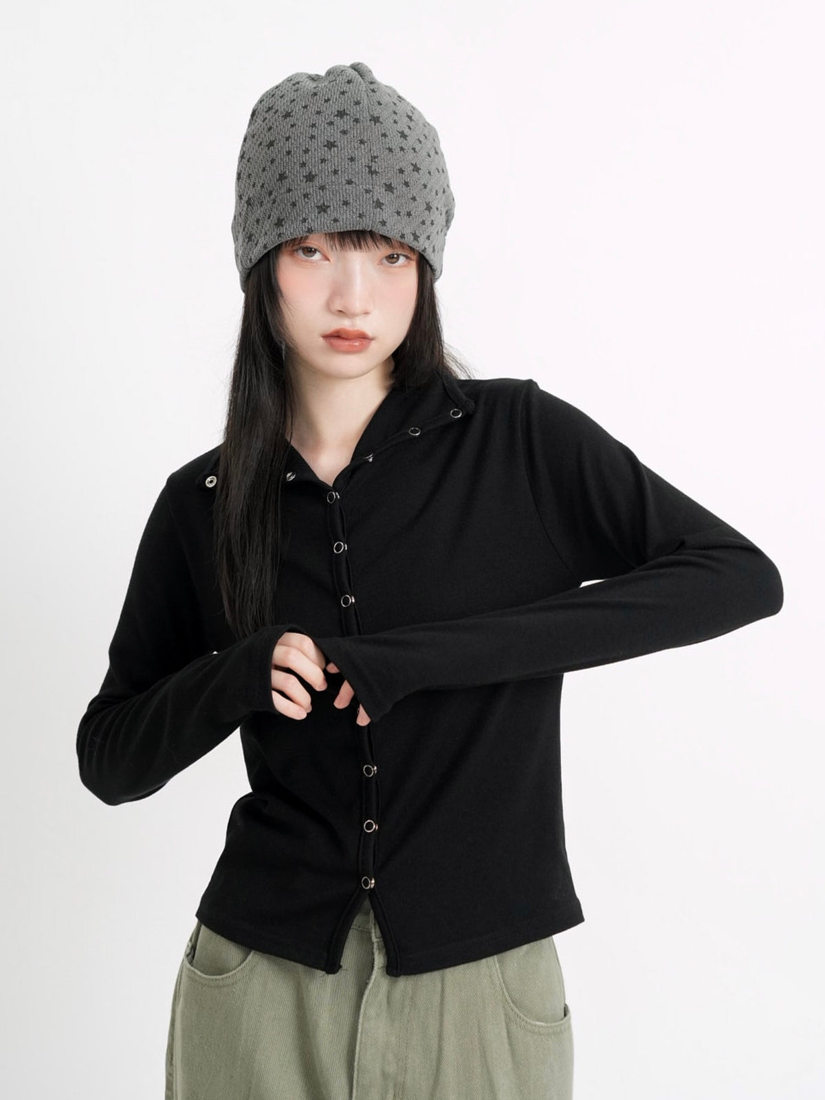 high neck fitted cardigan