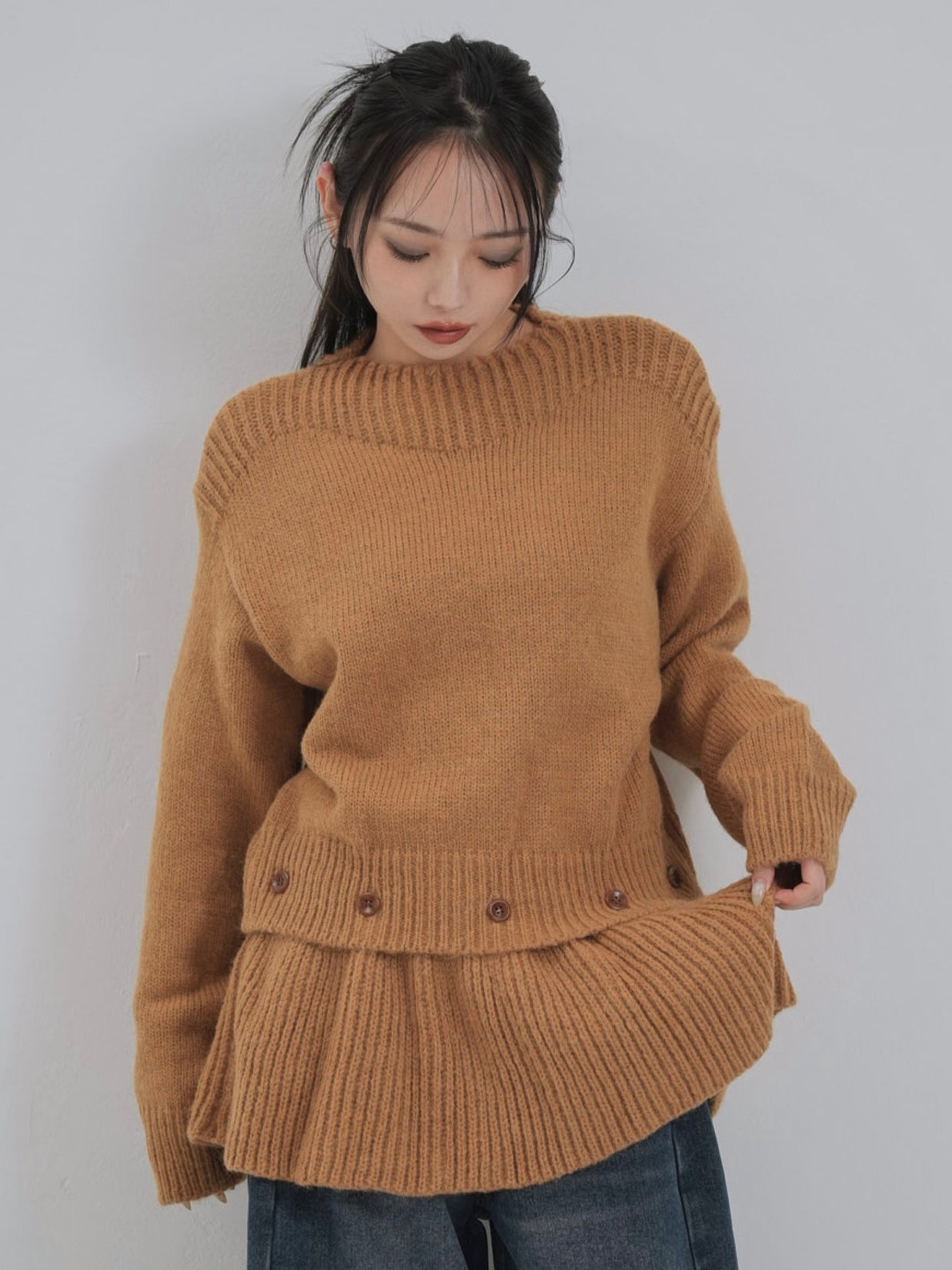 2way layered hem knit