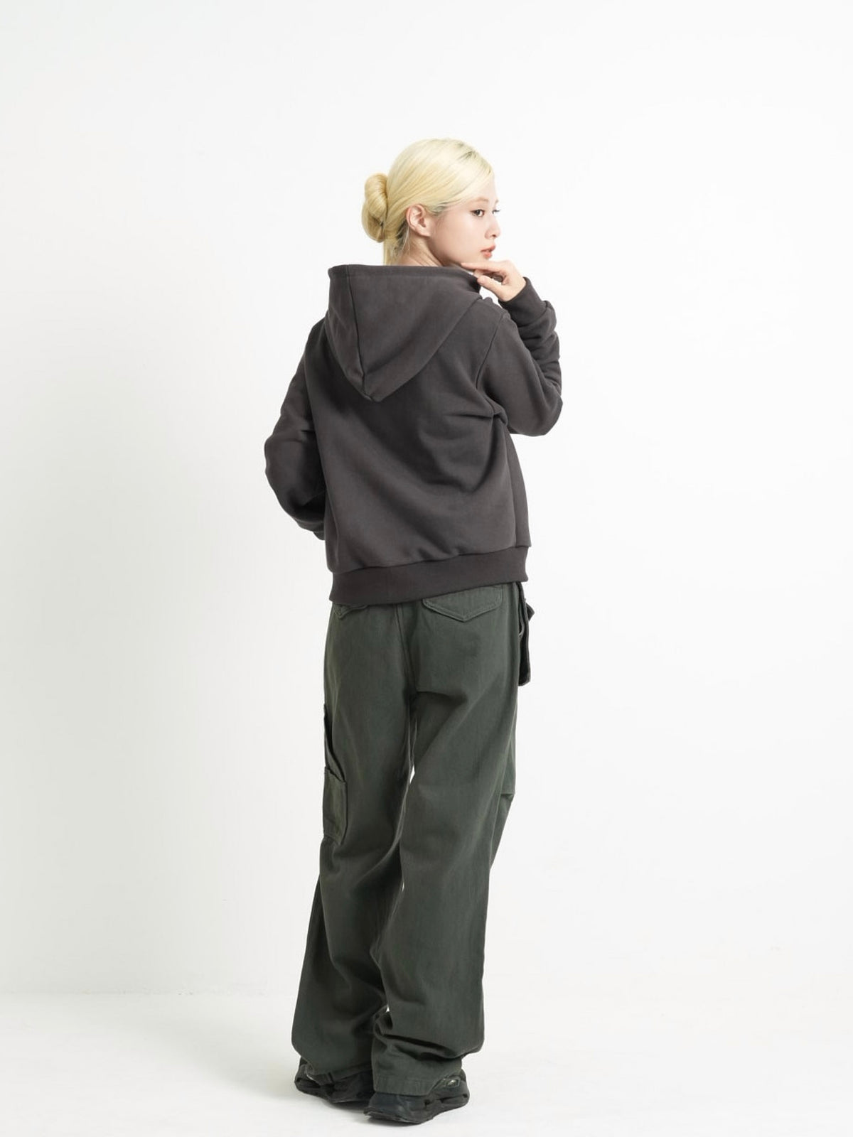 button front hooded jacket
