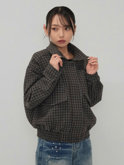 check pocket blouson