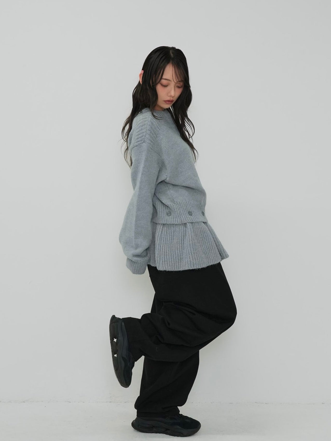 2way layered hem knit