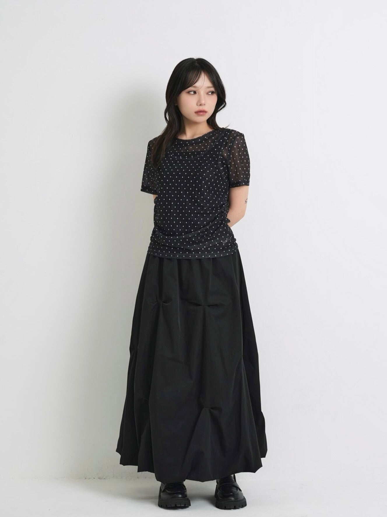 double layered dot sheer tops