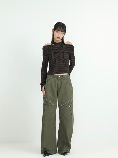 border offshoulder scarf tops