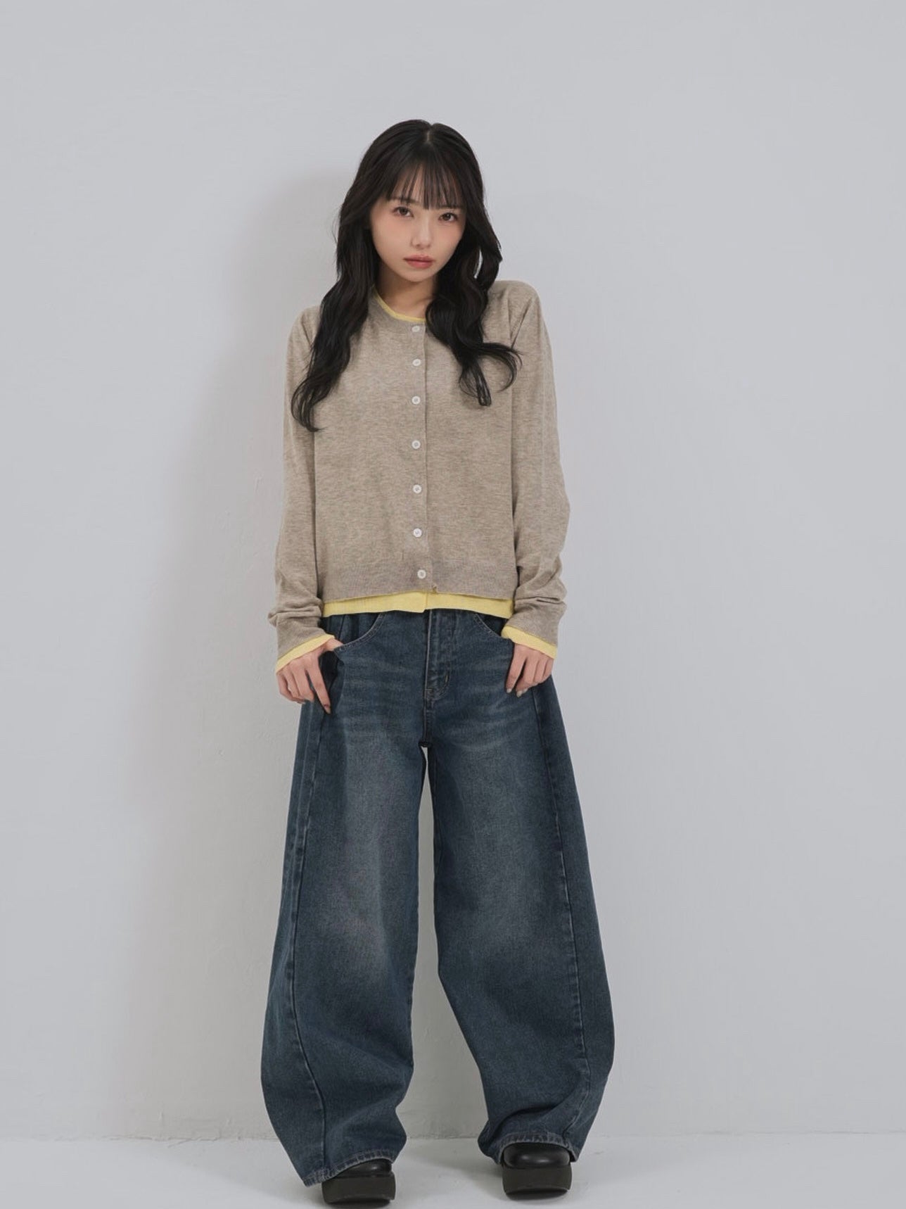 layered panel cardigan