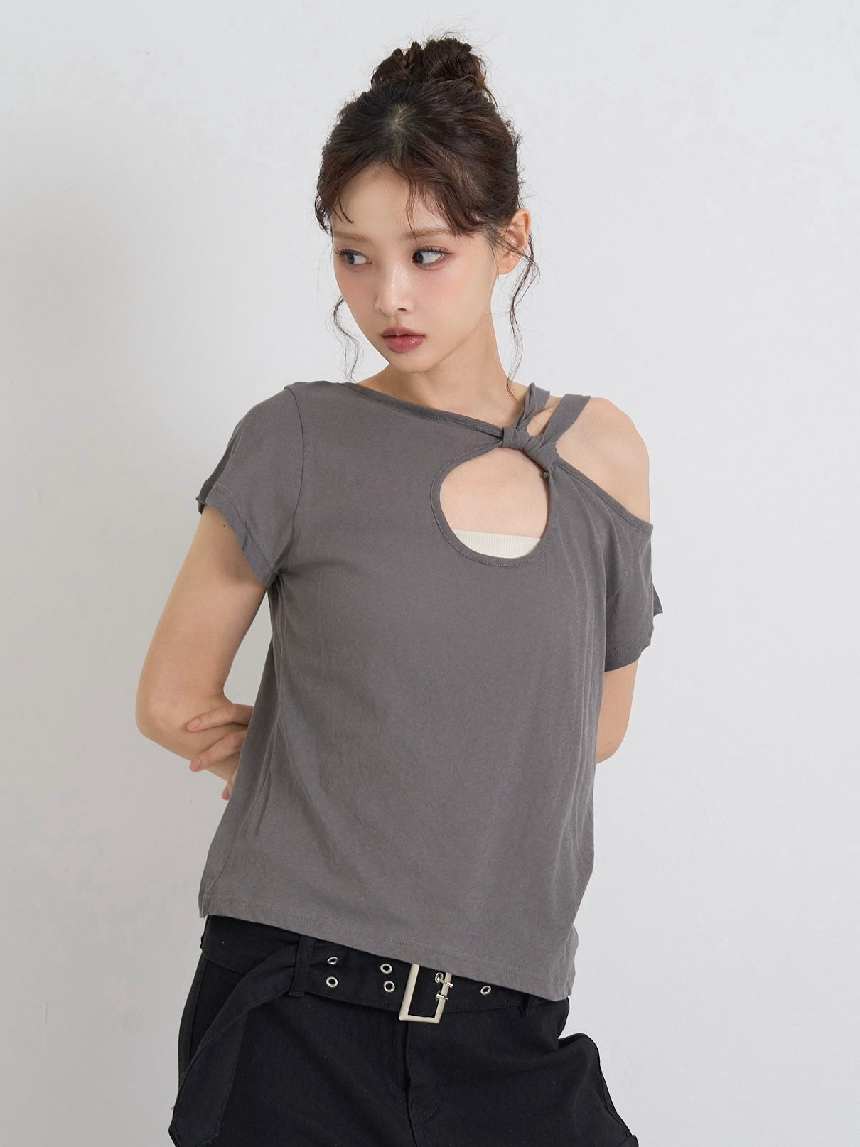 one shoulder cut tops