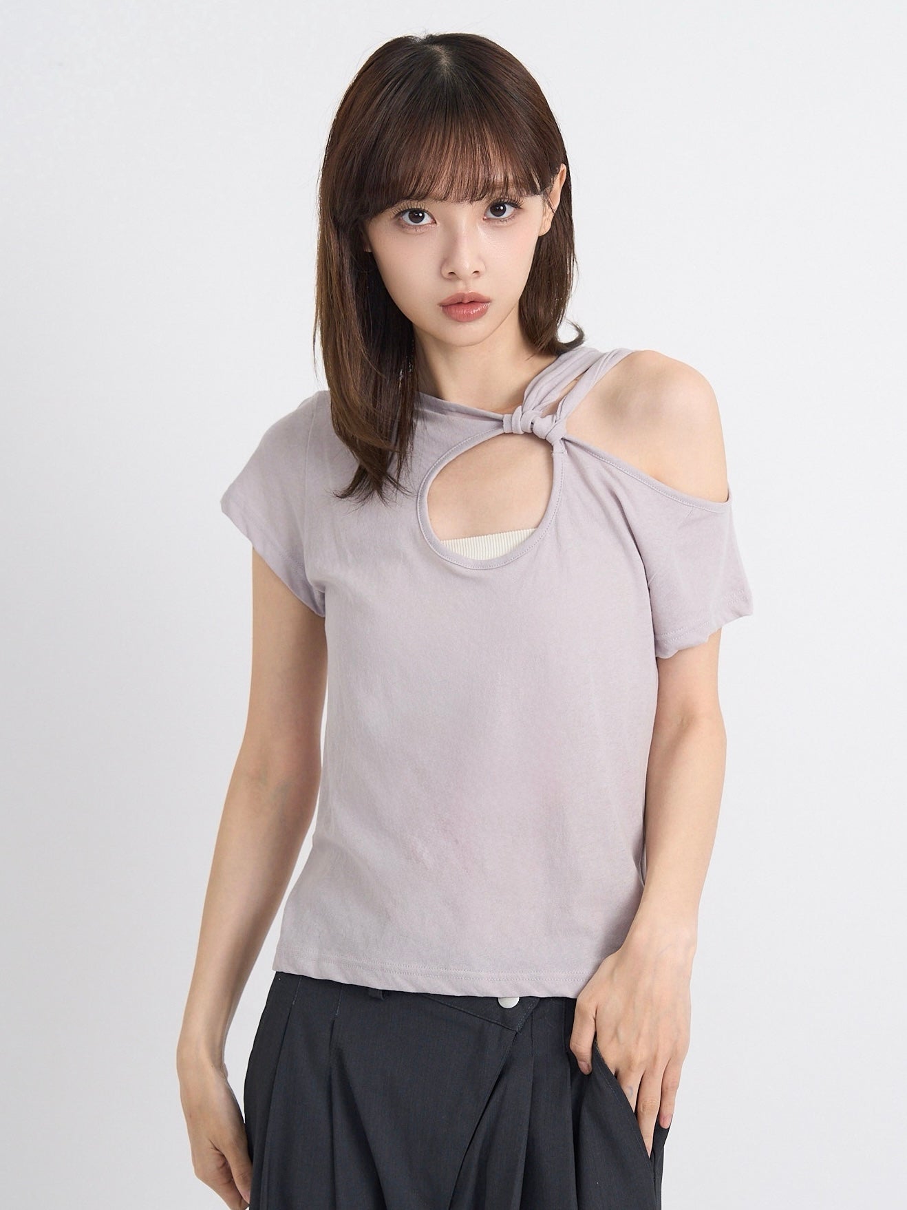 one shoulder cut tops