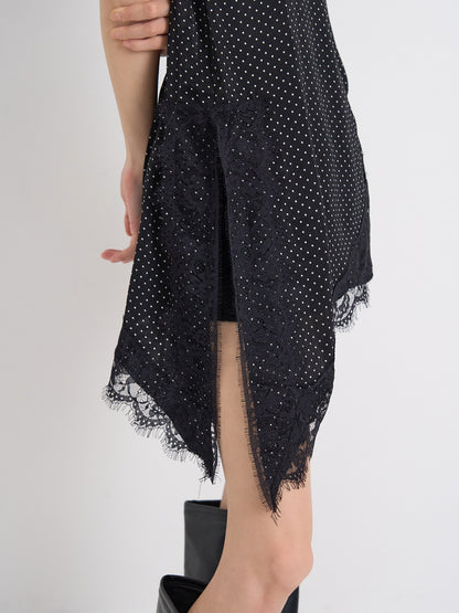 dot lace slip dress