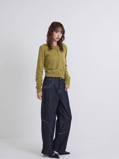 contrast line cardigan