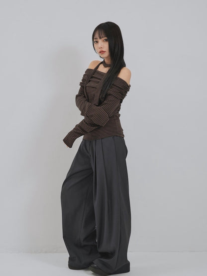 border offshoulder scarf tops