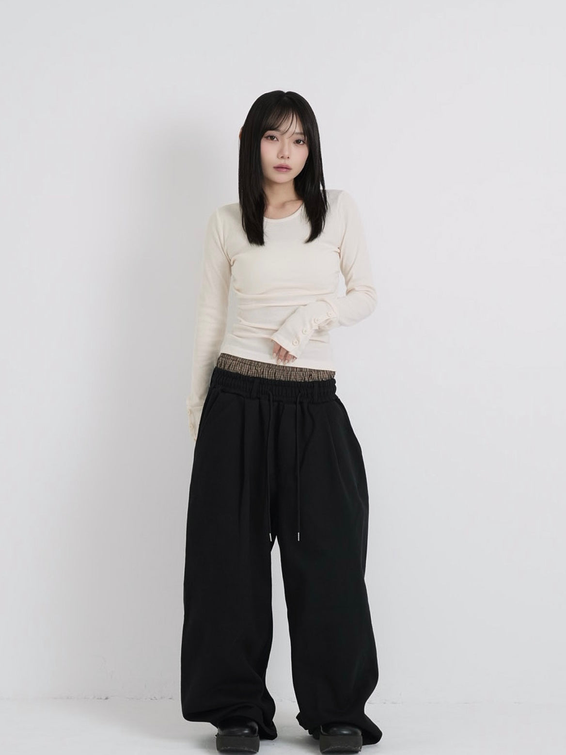 round neck button sleeve tops