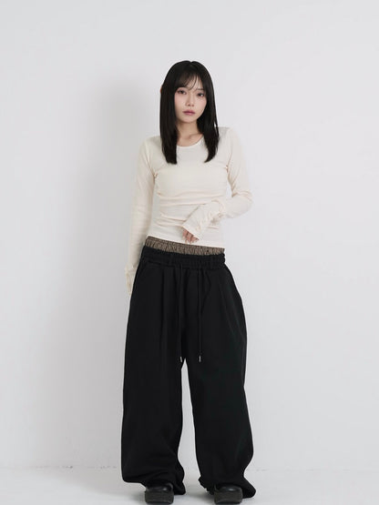 round neck button sleeve tops