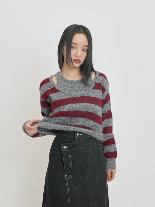 fake layered boarder knit