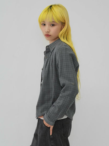 sleeve detail check shirt