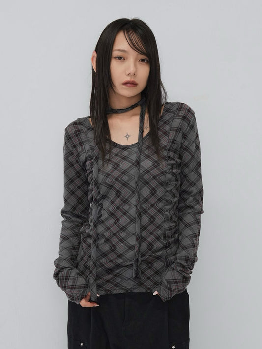check scarf tops