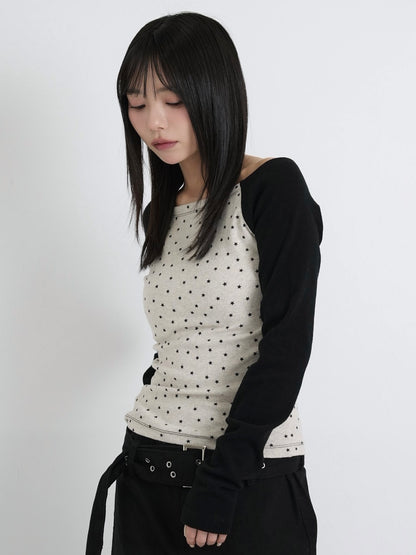 star dot raglan tops