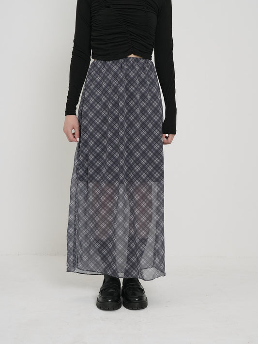 bias check sheer skirt