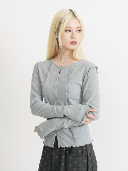 frill trim cardigan