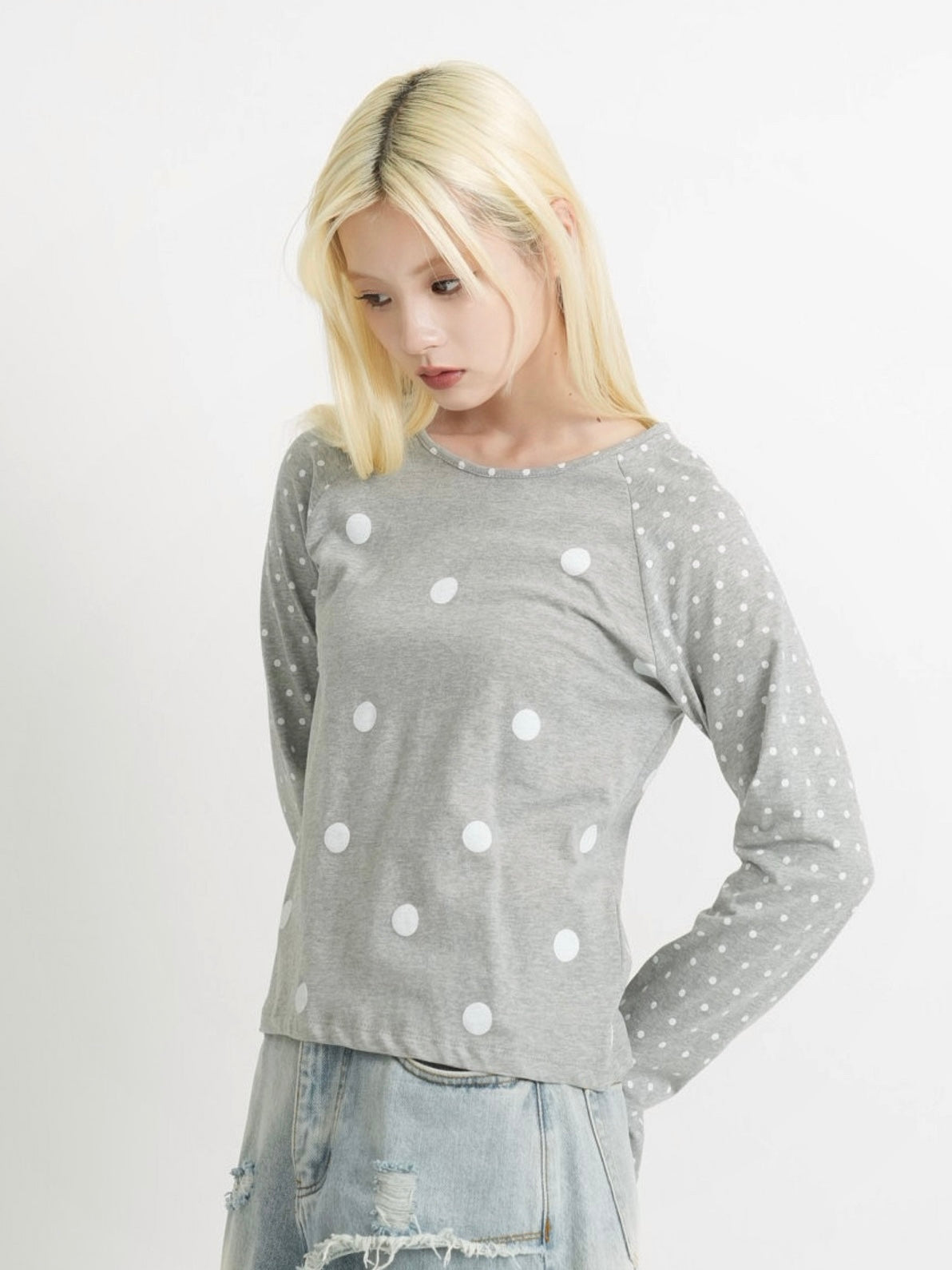 dot mix raglan tops