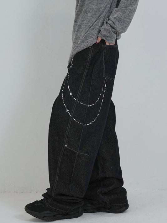 accent chain denim pants