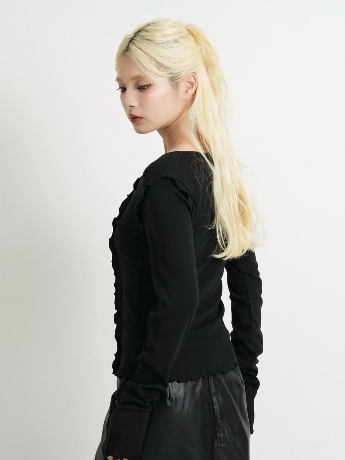 frill trim cardigan