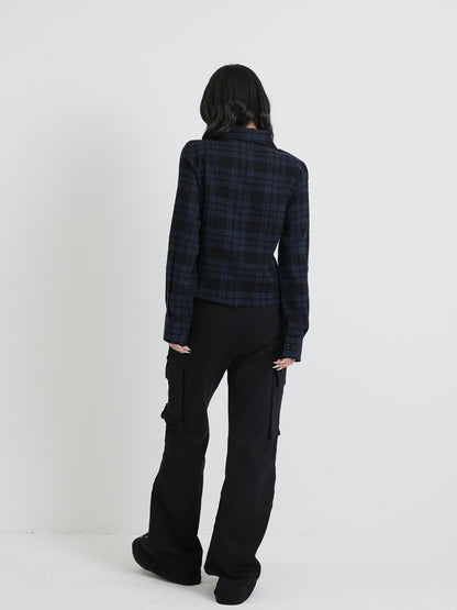 check frill blouse shirt