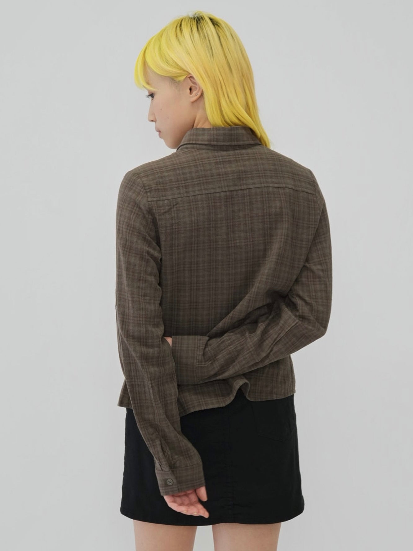 sleeve detail check shirt