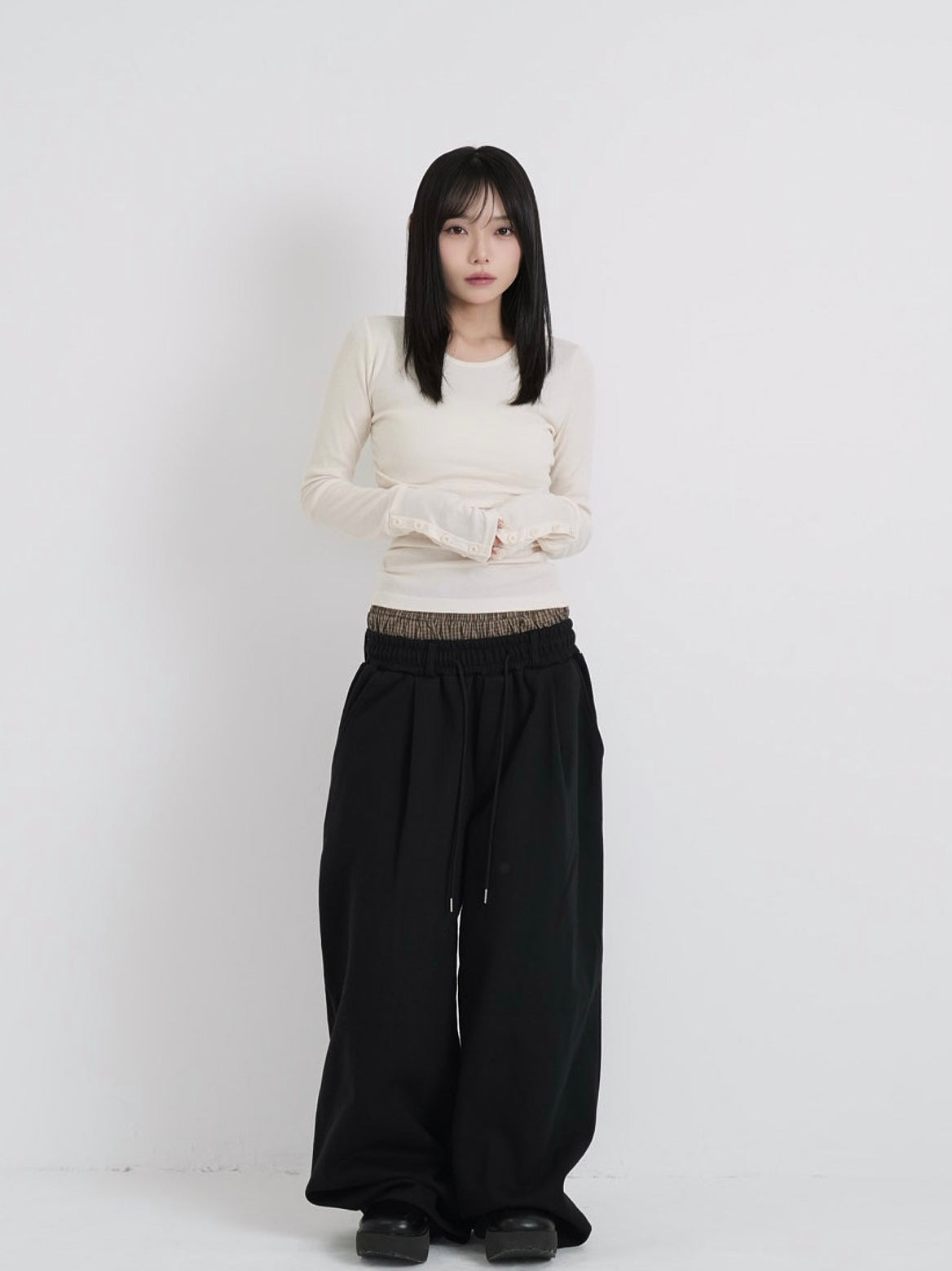 double layered wide pants