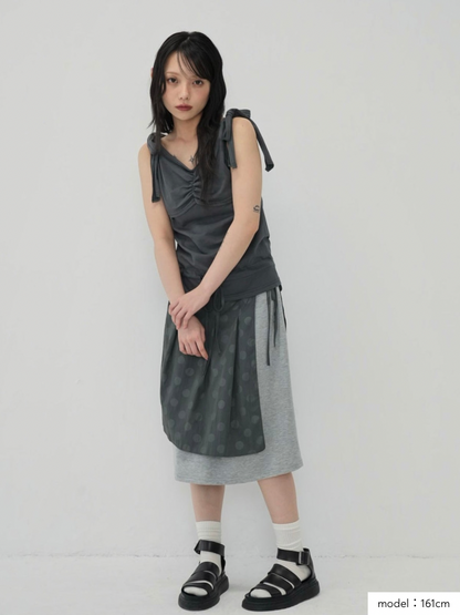 dot layered long skirt
