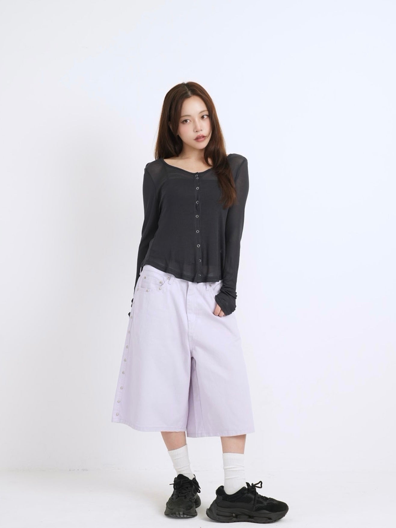 sheer button cardigan