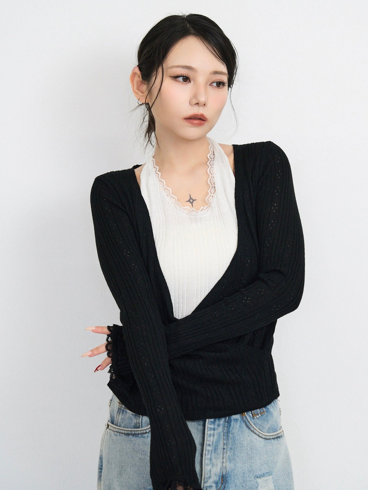 deep v neck cardigan