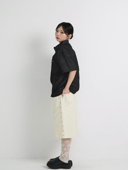 cropped stud denim shirt