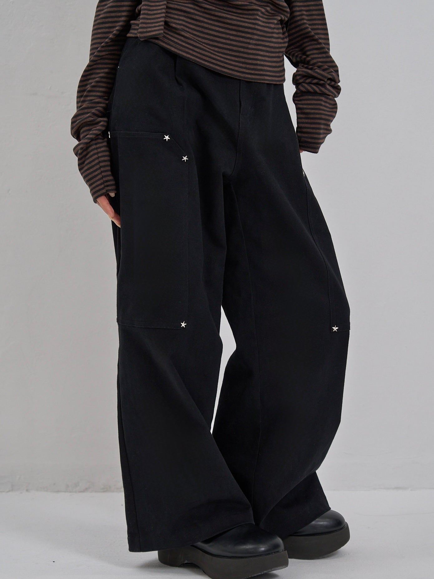 mini studs wide pants｜ミニスタッズワイドパンツ｜大人ガーリー