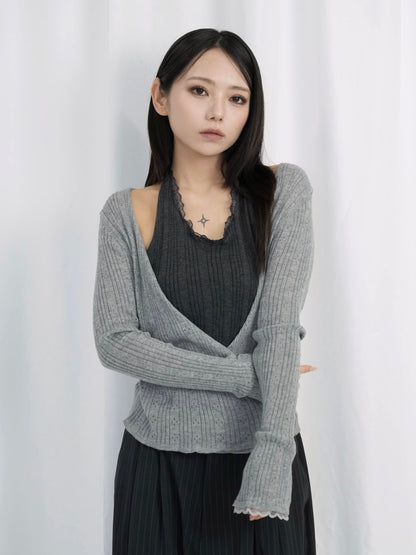 deep v neck cardigan