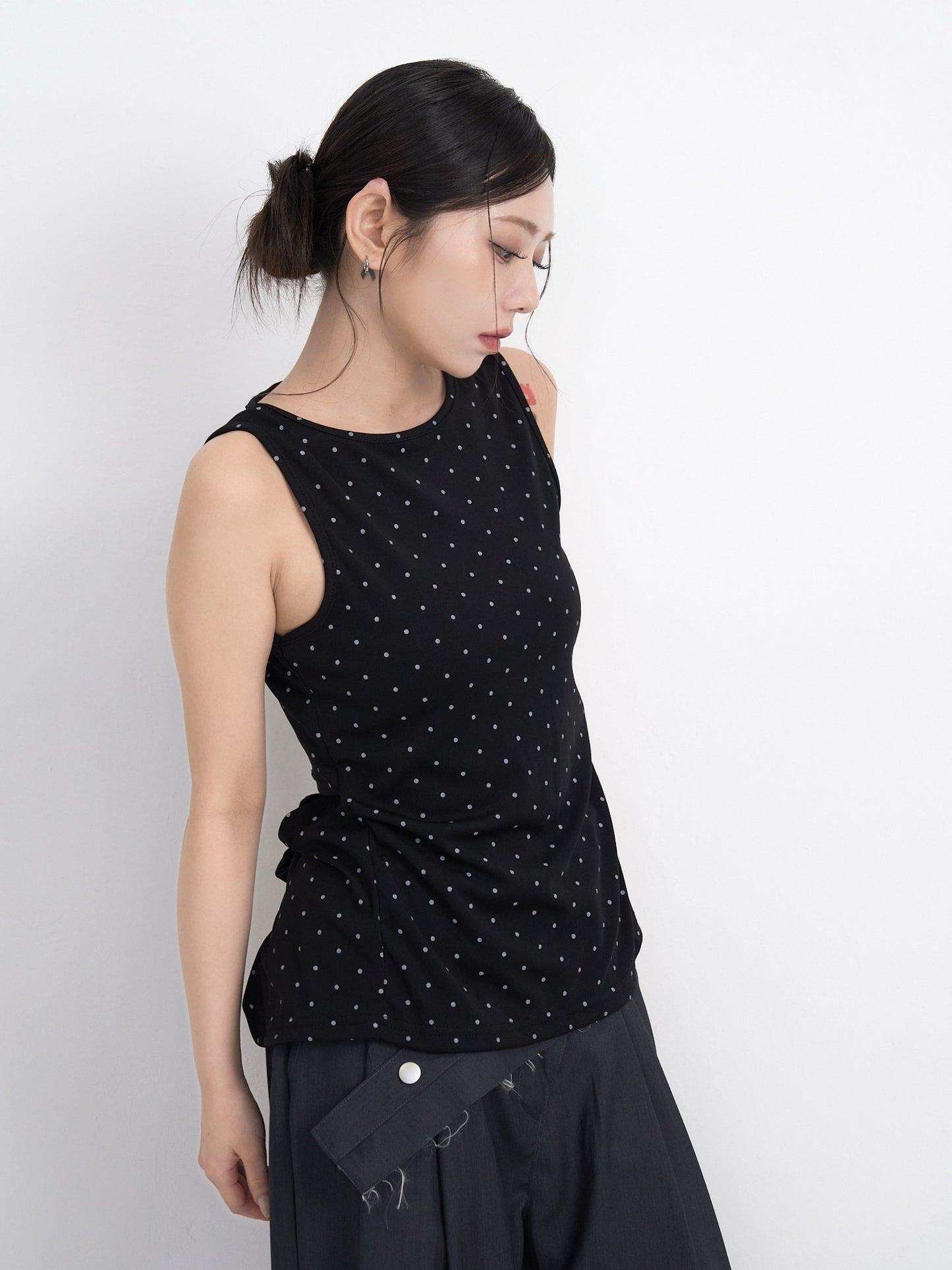 open back ribbon dot tops