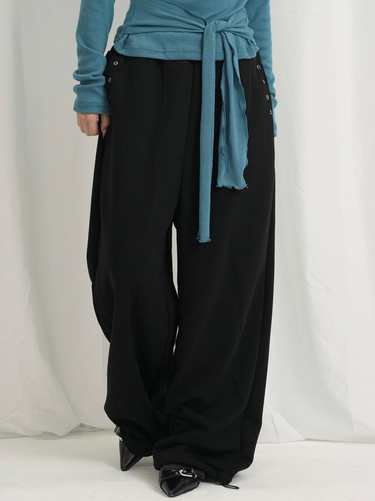 eyelet wide sweat pants