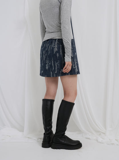 denim clash mini skirt