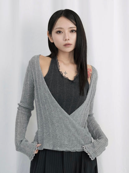 deep v neck cardigan
