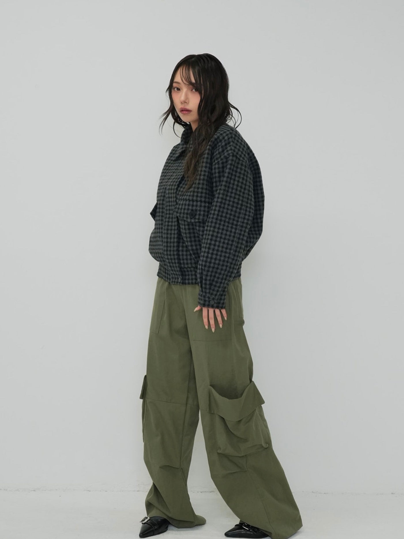 check pocket blouson