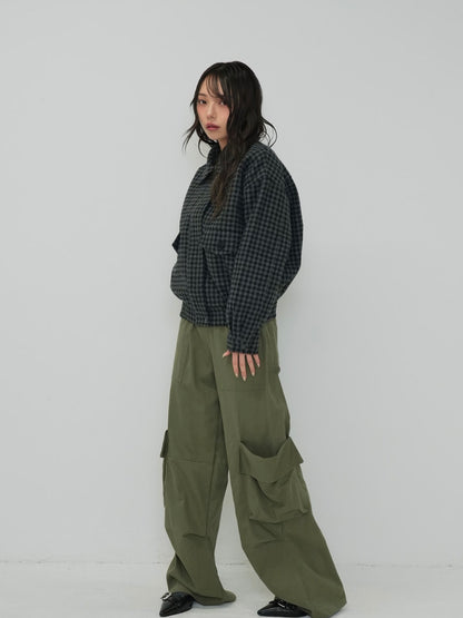 check pocket blouson