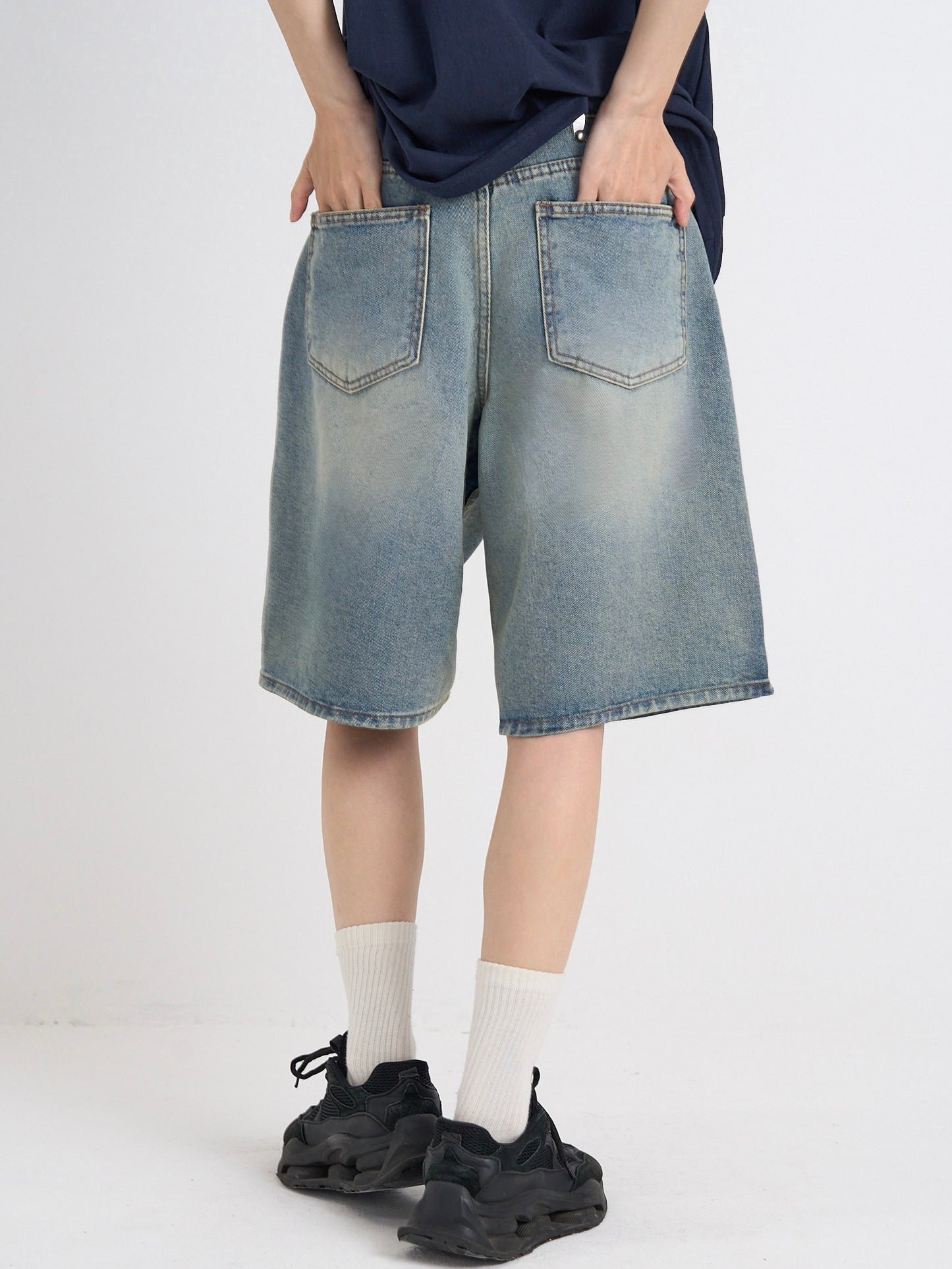 washed bermuda denim pants