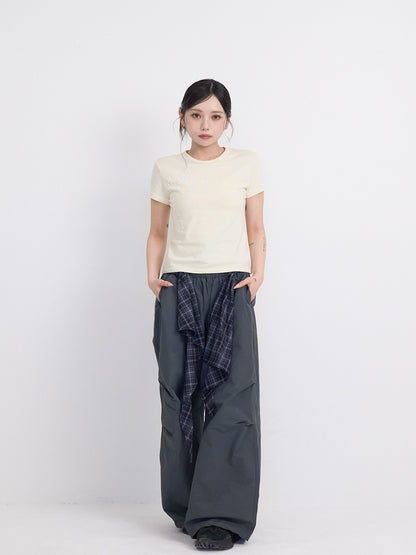 check loop wide pants