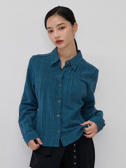 sleeve detail check shirt