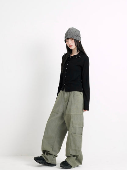 high neck fitted cardigan
