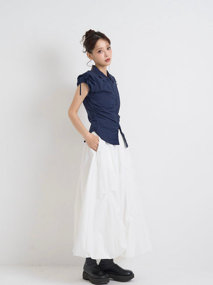 pintuck balloon skirt