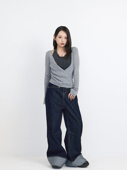 loose wide denim pants