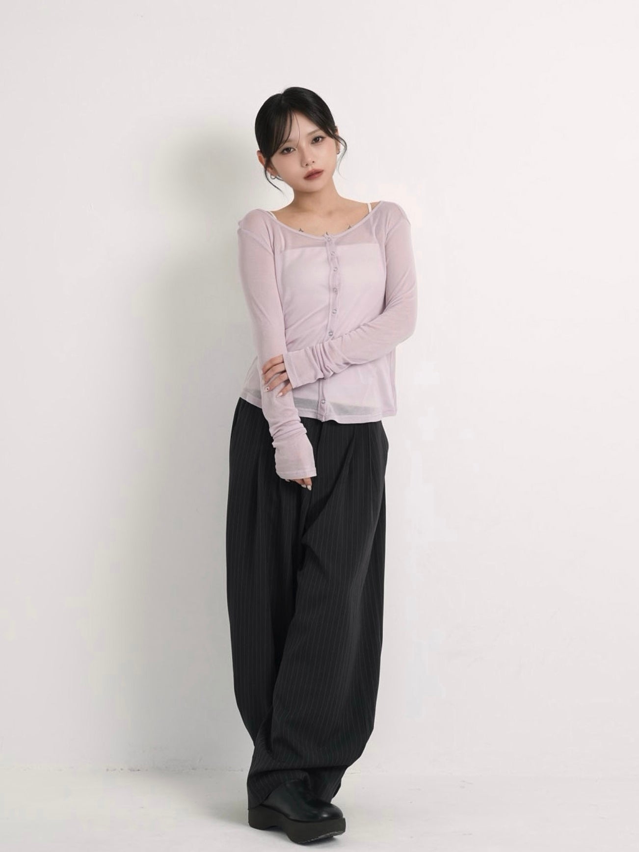 sheer button cardigan