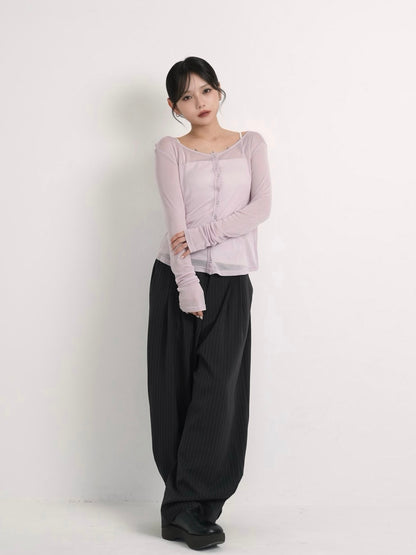 sheer button cardigan