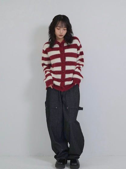 border color knit cardigan