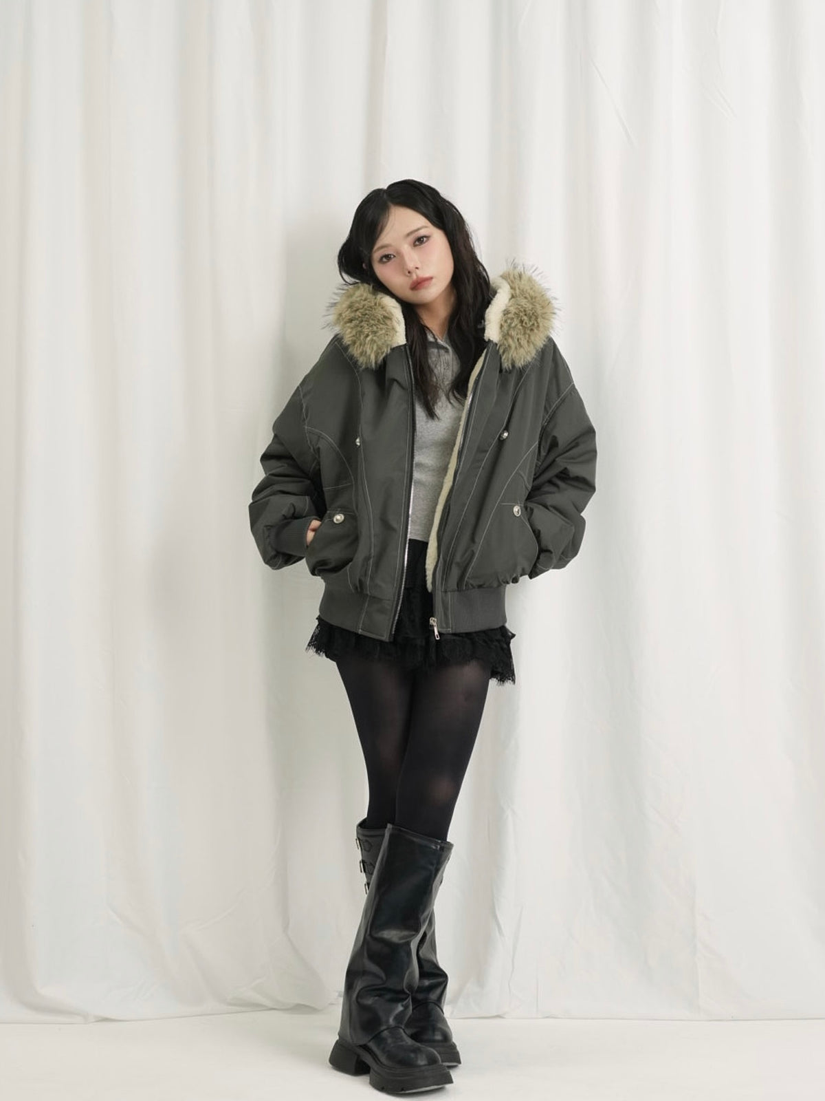 military fur hood jacket