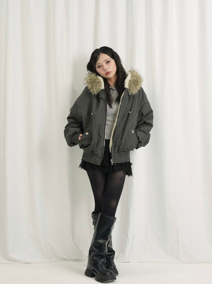 military fur hood jacket